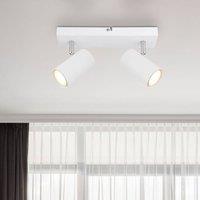 Globo Robby downlight, white, length 26 cm, 2-bulb, metal