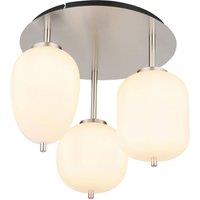 Globo Blacky I ceiling light, nickel/opal, 46 cm, 3-bulb, glass