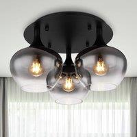 Globo Maxy ceiling light, 45 cm, smoke grey, glass, 3-bulb.