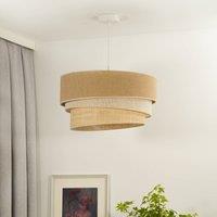 Euluna hanging light trio jute, natural brown/white/raffia, 45 cm
