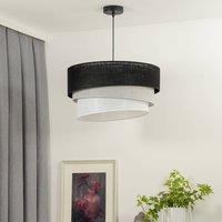 Euluna pendant light trio, black/grey/white, textile, 45 cm