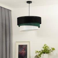 Euluna pendant light trio, black/green/white, textile, 45 cm