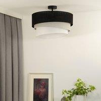 Euluna Trio ceiling lamp, black/grey/white, textile, 45 cm