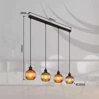 Globo Zumba hanging light, green/bronze/petrol, 90 cm, 4-light, glass