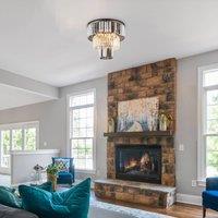 Globo Naxis ceiling light, smoky grey/clear, 40 cm, crystal