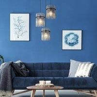 Globo Gorley pendant light, 47 cm, smoke grey, 3-bulb, glass