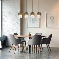 Globo Olga pendant light, length 91 cm, black, 4-bulb, metal/glass