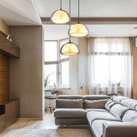 Globo Jella pendant light, length 95 cm, smoke grey, 3-bulb, glass