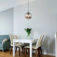 Globo Samos pendant light, 20 cm, smoky grey/black, glass