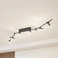 Lindby Eldrin LED spotlight, black, 6-bulb, batten light