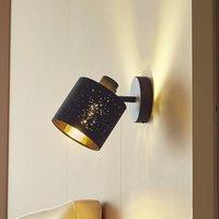Lindby wall light Vasilia, 12 cm, black/gold, fabric