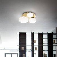 Ideallux Ideal Lux Ninfea ceiling lamp, brass-coloured, opal glass, 3-light.