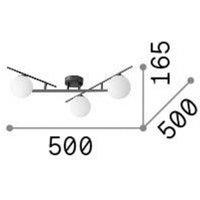 Ideallux Ideal Lux Atlas ceiling light black, 3-bulb metal glass