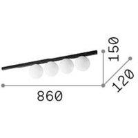 Ideallux Ideal Lux Binomio ceiling lamp, black, 4-bulb, metal, glass