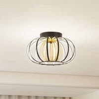 Lucande LED ceiling light Birger, 39cm, black/gold