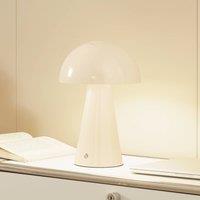 Lindby LED rechargeable table lamp Nevijo, beige, 20cm, USB, dimmable