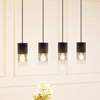 Lindby Svante 4-bulb pendant light, black, glass, 85 cm