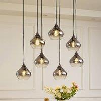 Lucande Jarven 7-bulb pendant light, black, glass