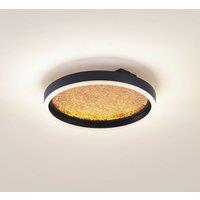 Lucande LED ceiling light Menulis, black/gold, PC, 30 cm