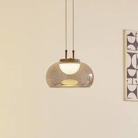 Lucande Dain LED pendant light, 1-bulb, smoke grey, glass
