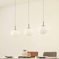 Lucande Joran LED pendant light, 3-bulb, white, glass