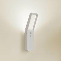 Lindby LED wall light Taska, white, plastic, sensor