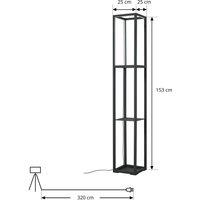 Lindby LED floor lamp Birta, standing, shelf, height 155 cm