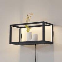 Lindby Birta LED wall light, plug, shelf, 51 cm, USB