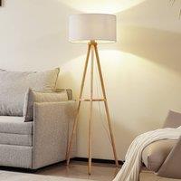 Lindby Adamio floor lamp, 45.5 cm, white, textile, tripod