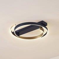 Lucande LED ceiling light Natsuma, black/gold, metal, 50 cm