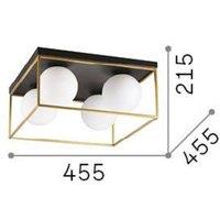 Ideallux Ideal Lux ceiling lamp Lingotto, 4-bulb, black, opal glass