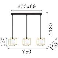 Ideallux Ideal Lux hanging light Lingotto, 3-bulb, 3 cages, black