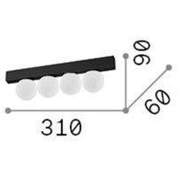 Ideallux Ideal Lux LED ceiling lamp Ping Pong brass 4-bulb, opal glass