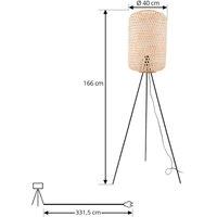 Lucande floor lamp Jorick, bamboo, tripod, height 166 cm