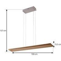 Lucande LED pendant light Silja, wood, acrylic, white, 3000K