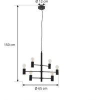 Lucande pendant light Aidas, black, metal, 6-bulb