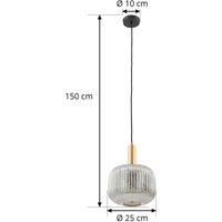 Lindby Doroteo pendant light, 1-bulb, grey, glass