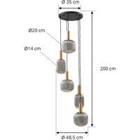 Lindby Doroteo pendant light, 5-bulb, grey, glass