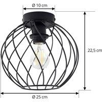 Lindby ceiling light Danika, 25 cm, black, metal