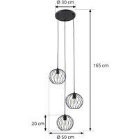 Lindby pendant light Danika, round, 50 cm, black, metal