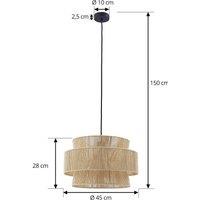 Lindby Anuva pendant light, natural, paper, 45 cm