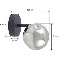 Lindby wall light Valentina, grey/black, glass, 10 cm