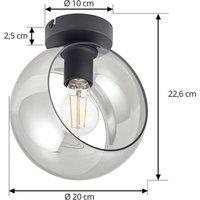 Lindby Roton ceiling light, grey/black, glass, 20 cm