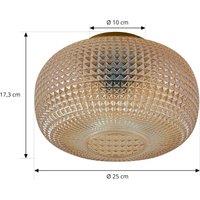 Lindby ceiling light Hildur, 25 cm, amber, glass