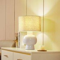 Lindby table lamp Arved, white, textile, ceramic, 46 cm