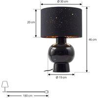 Lindby table lamp Arved, black, textile, ceramic, 46 cm