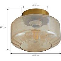 Lindby Hildur ceiling light, amber, glass, 22 cm