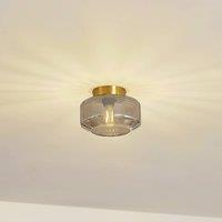 Lindby Hildur ceiling light, smoky grey, glass, 22 cm