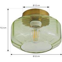 Lindby Hildur ceiling light, green, glass, 22 cm