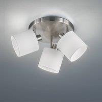 Reality Leuchten Tommy downlight, nickel/white, 25 cm, 3-bulb fabric